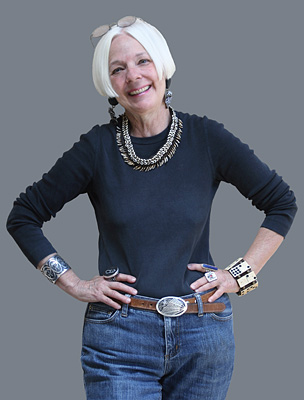 [Carolyn Leigh's portrait with Day of the Dead skeleton figure from her Contemporary Calaveras series: 97k]