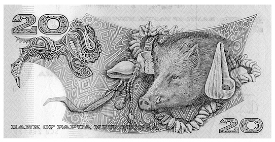 [PNG 20 kina bank note with image of pig: 106k]