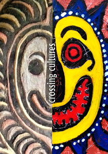 [split faces image of Papuan New Guinea face/Carolyn Leigh painting: 180k]